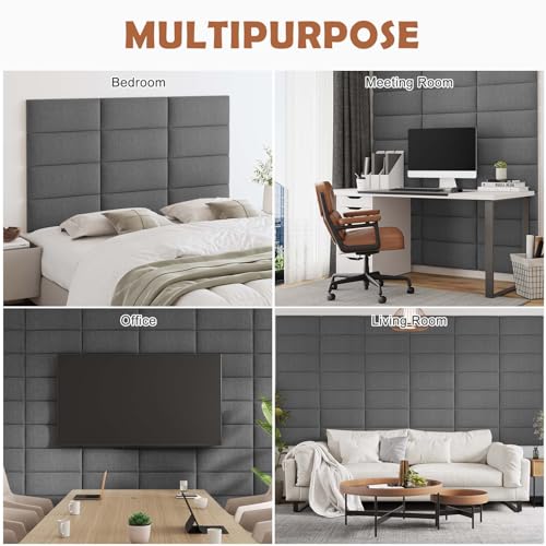 IFNOW Wall Mounted Headboard, Peel and Stick Panels, Dark Grey, Queen - color: Fabric-dark Grey, size: Twin