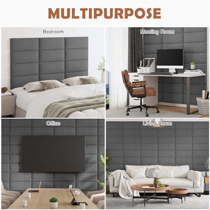 IFNOW Wall Mounted Headboard, Peel and Stick Panels, Dark Grey, Queen - color: Fabric-dark Grey, size: Twin