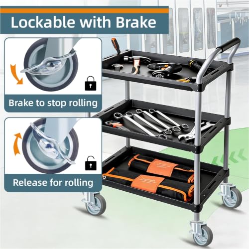 Stem Casters Wheels Set of 4 Standard US 3/8"-16 x 1-1/4" with Brake - color: Grey, size: 3 inch