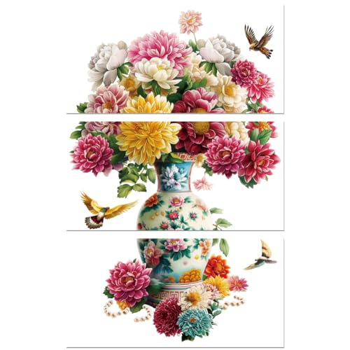 Peacoblue Chinese Flower Pot Rub On Transfers for Furniture Craft 6"x12" - style: Chinese Flower Pot