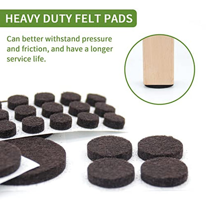 Felt Furniture Pads for Hardwood Floors 162 PCS, Round, Brown - size: 162PCS Value Pack Round Dark Brown