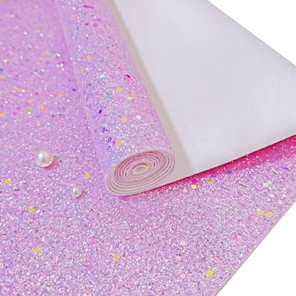 Meishu Lilac Glitter Faux Leather Roll, 12 x 52 inches, Sparkle Shiny Large Elegant Fabric Sheets for Cricut (24018#3 Light Purple) - color: 24018#3 Light Purple