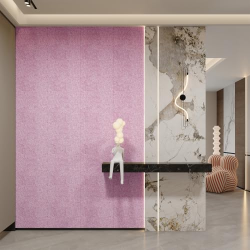 Yutianli 3D Wall Panel Peel and Stick Soundproof Foam Linen Wall Cloth Pink 16.7"x118" Self-Adhesive Decorative Wallpaper Anti-Collision Wall Padding - color: Pink