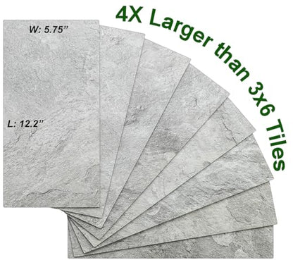 AULIGET 20-Piece Dark Slate Peel and Stick Backsplash Wall Tiles, 6" x 12" PVC Faux Stone Stick on Tiles for Backsplash Kitchen, Bathroom, Laundry Room, Camper, Fireplace - color: Dark Slate, size: 20 Sheets, 6"x12"x0.12"