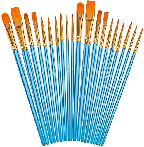 Soucolor Acrylic Paint Brushes Set, 20 Pcs Pointed Tip Artist Paintbrushes - color: Blue, size: 20-Pack