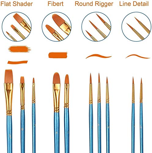 Acrylic Paint Brush Set, 100 Packs / 1000 pcs Nylon Hair Brushes for All Purpose Oil Watercolor Painting Artist Professional Kits - size: 1000pcs-blue