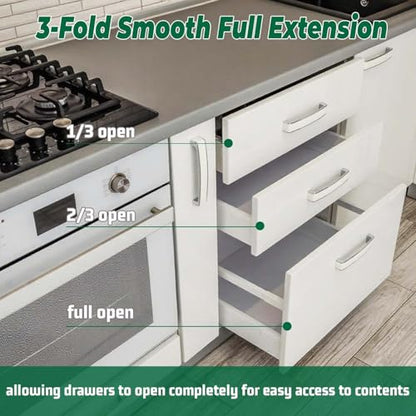 1 Pair 16" Undermount Drawer Slides, Soft Close Bottom Mount Pull Out Shelf Slider Full Extension Invisible Base Mount Drawer Slies for Cabinet Tray Kitchen Pantry Drawer - size: 16 Inch