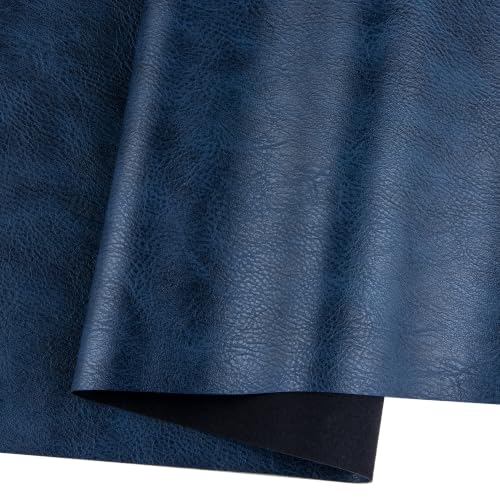Faux Leather Sheets Fabric 54" X 36",Thick Durable Synthetic Upholstery Vinyl, Suitable for Furniture Replacement and Renovation Materials, Wallets, DIY Sewing Projects (Navy Blue, 1 Yard) - color: Navy Blue, size: 1 YARD