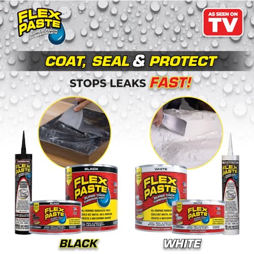 Flex Paste Rubberized Waterproof Sealant Paste, White, Cartridge, 1-Pack - color: White, size: Cartridge
