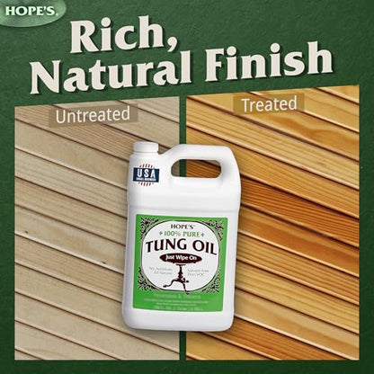 Hope's 100% Pure Tung Oil, Natural Food Safe Wood Finish & Sealer 128 Fl Oz