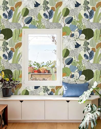 Peel and Stick Wallpaper Floral Leopard Renter Friendly Wallpaper