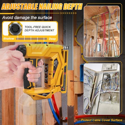 3-in-1 Brad Nailer/Narrow Crown Stapler for Dewalt 20V Battery - color: Yellow