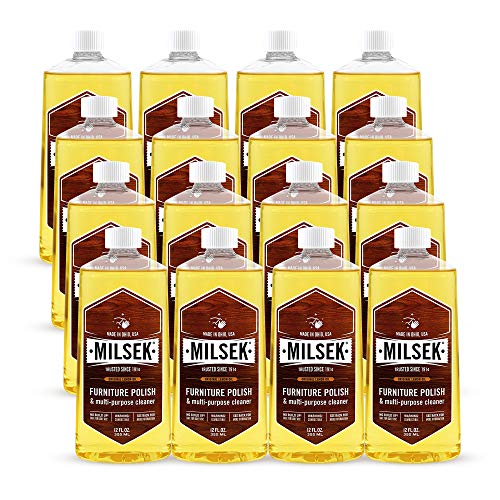 Milsek Furniture Polish and Wood Cleaner with Lemon Oil - Multipurpose Solution for Home Improvement from Hardwood Floors to Kitchen Cabinets - 12 Fl Oz (Pack of 16) - style: 12 Fl Oz (16 Pack)