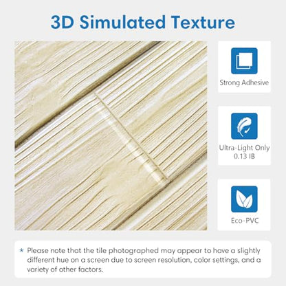 COMSTICKC 3D Faux Wood Wall Sticker Shiplap Peel and Stick, Not Real Wood - color: Yellow-Brown