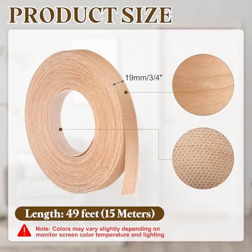 uxcell 3/4" x49ft Wood Veneer Edge Banding Pre-Glued Cherry Wood Strips - color: Cherry Wood, size: 3/4 Inch x 49ft