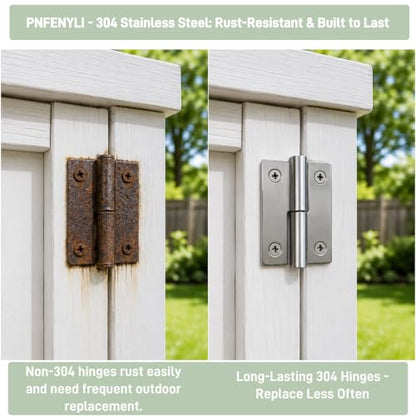2in Lift Off Hinges 4Pack, 304 Stainless Steel Small Cabinet Hinges, Pin-on-Right Removable Butt Hinges for Wooden Box, Tool-Free Hinge for DIY & Electronics Enclosure (Silver, 16 Screws) - size: 2x1.4x0.4 in