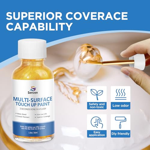 Liquid Gold Leaf Paint Multi Surface Rich Gold Paint for Metal, Wood, Plastic, Canvas, Appliance, Furniture Scratch Repair & Art Handcrafts 30ml/1.5oz Fast Drying Acrylic Metallic Finish - size: 1.5 Fl Oz (Pack of 1)