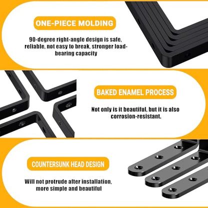 25Pcs Black Angle Brackets 4”x 4” Heavy Duty Corner Bracket 3MM for Wood - size: Black-4x4 Inch