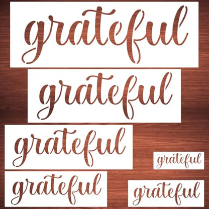 Large Grateful Stencils for Painting - 6 Pack Grateful Stencil Templates for Painting on Wood, Reusable Letter Stencils for Chalkboard Wood Crafts Signs & Home Front Door Mat Decorations - style: Grateful
