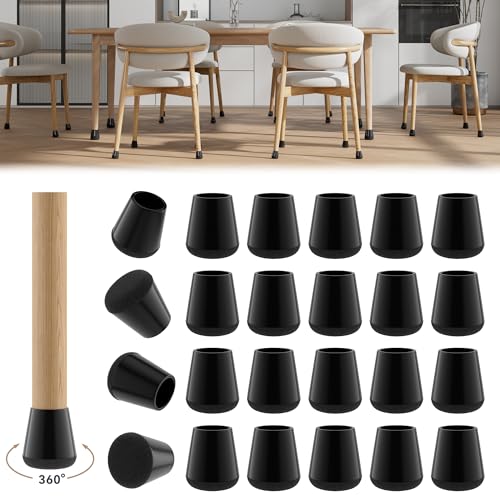 24PCS Extra Small Chair Leg Floor Protectors for Hardwood Floors, Furniture Sliders for Chair Legs, 360°Felt Pad Bottom Wrapped Thickening Furniture Pads Cap Covers to Scratch and Reduce Noise - color: Solid Black-24pcs, size: Round X-Small(Fit:0.59"-0.87