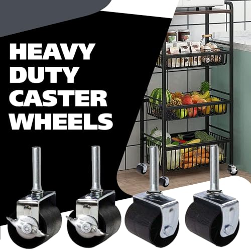 King's Brand Heavy Duty Caster Wheels for Bed Frame ~Set of 4~ (2 Locking & 2 None Locking) - size: 2"W x 2"D x 4"H