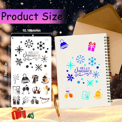 Yazhiji 36 PCS Journal Diary Stencils, Planner Stencils for Junk Journal Notebook Diary Scrapbooking DIY Supplie Drawing Template Journal Stencil 4x7 Inch - color: Journal Diary