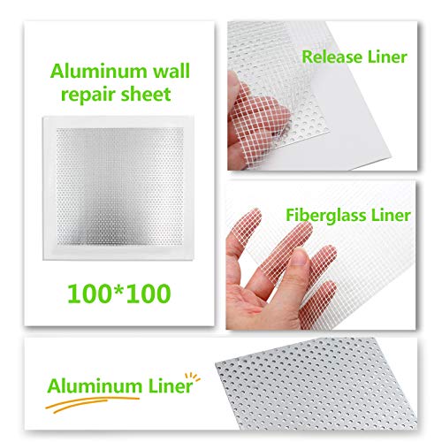 16pcs Drywall Repair Patch Kit, 4" x 4" Self Adhesive Aluminum Wall Repair Patch - size: 4" x 4", 16 PCS