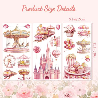 Peacoblue Amusement Park Rub On Transfers for Furniture Craft 6"x12" - style: Fantasy Amusement Park