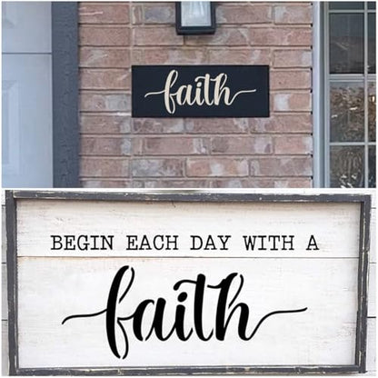 Large Faith Stencils for Painting - 6 Pack Faith Stencil Templates for Painting on Wood, Reusable Letter Stencils for Chalkboard Wood Crafts Signs & Home Front Door Mat Decorations - style: Faith