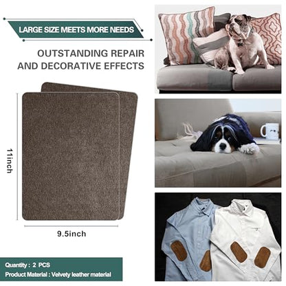 Azobur Couch Patch Repair Fabric,Microfiber Fabric, Self-Adhesive, for Sofa Repair and Upholstery, 2 Pieces, 9.5 x 11 inches (Dark Brown) - color: Dark Brown, size: 9.5" x 11"-2 PCS