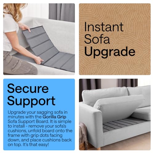 GORILLA GRIP Couch Cushion Support Board for Sagging Sofas, 21.5x78 Gray - size: 21.5" x 78" Oversized Sofa