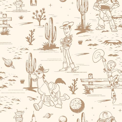 Disney Toy Story Toile Brown Peel and Stick Wallpaper - color: Brown