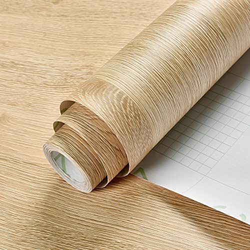 Haimin Wallpaper 24" x 393" Wood Contact Paper Peel and Stick Vinyl Roll - color: Yellow Oak