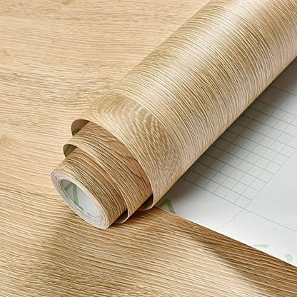 Haimin Wallpaper 24" x 393" Wood Contact Paper Peel and Stick Vinyl Roll - color: Yellow Oak
