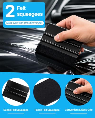 20 Pcs Window Tint Kit, Vinyl Wrap Tools, Include 2 Felt Squeegee and 8 Felt Replacements, Craft Knife and Blades, Vinyl Cutter, 3 Micro Squeegee for Car Wrap Tools Window Tint Tools