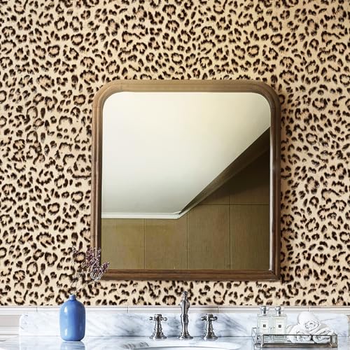 HueBurst Leopard Peel and Stick Wallpaper 17.3"x240" Cheetah Contact Paper Self Adhesive Brown Wallpaper Removable Waterproof Art DIY Wall Paper for Bedroom Living Room (28.8sq.ft.) - size: 17.3" x 240"