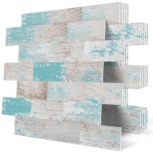 DEWOO Peel and Stick Wall Tile Kitchen Backsplash Self Adhesive 10 Sheet - color: Turquoise