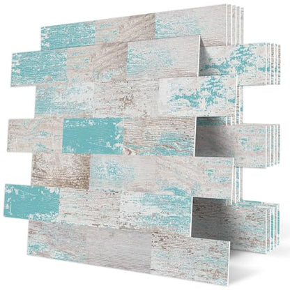 DEWOO Peel and Stick Wall Tile Kitchen Backsplash Self Adhesive 10 Sheet - color: Turquoise
