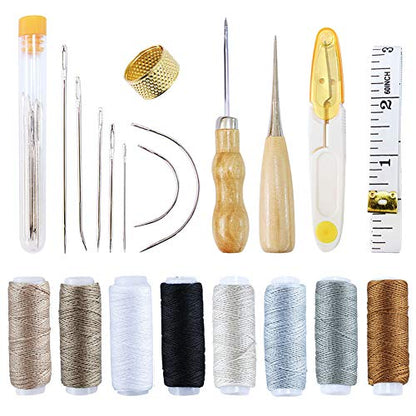 Upholstery Repair Kit 29-Pack Hand Sewing Needles,Thread,Tape Measure - color: Pack of 29