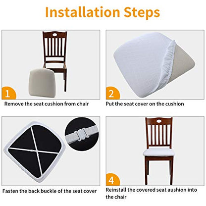 Fuloon Dining Chair Seat Covers Stretch Slipcovers, 6 Pack, White - color: White, size: Not Waterproof