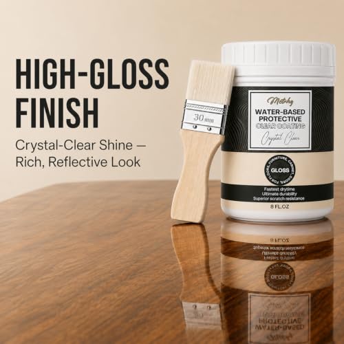 Water Based Polyurethane Clear Coat for Wood, High Gloss Varnish & Sealer - style: Water-Based Gloss
