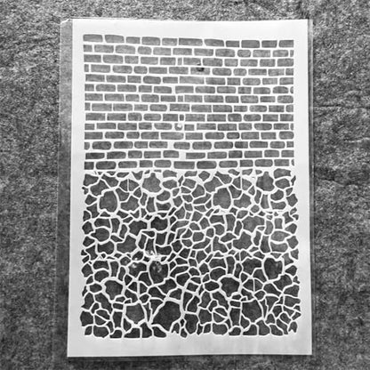 TIAMECH A4 Reusable Stone Brick Stencil for Painting - style: Stone Brick