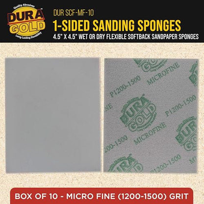 Dura-Gold Microfine Cut Sanding Sponges 5.5" x 4.5", 1200 to 1500 Grit, 10 - style: Micro Fine