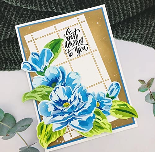 Alinacutle 5pc Peony Flower Layering Stencils & 1set Frame Dies Set Plastic Stencil with Frames Metal Cutting Die Cut for DIY Art Craft Paper Craft Scrapbooking Handmade Card Making Art Cuts - color: Layered Flowers