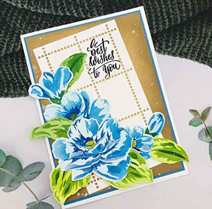 Alinacutle 5pc Peony Flower Layering Stencils & 1set Frame Dies Set Plastic Stencil with Frames Metal Cutting Die Cut for DIY Art Craft Paper Craft Scrapbooking Handmade Card Making Art Cuts - color: Layered Flowers