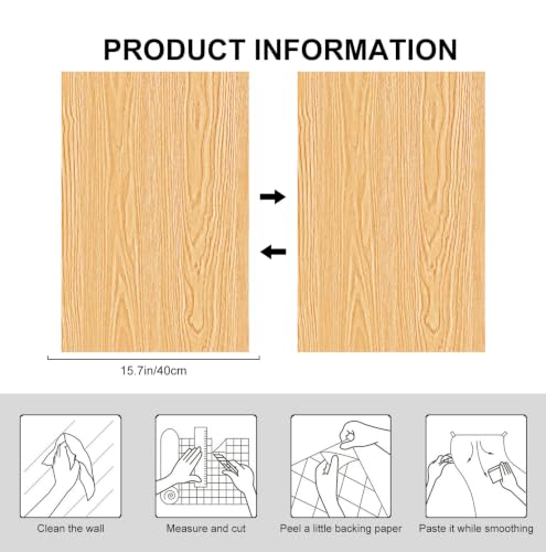 SOON AFTER Light Yellow Wood Peel and Stick Wallpaper, Size 15.7"x236"/Roll - color: Light Yellow F004A, size: 15.7" x 236"
