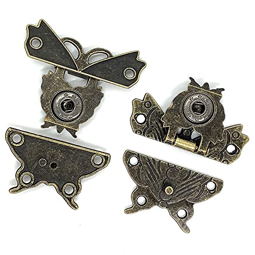 2 Sets Antique Hasp Latch Lock Hinges Corner Protector Hardware Kit