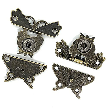 2 Sets Antique Hasp Latch Lock Hinges Corner Protector Hardware Kit