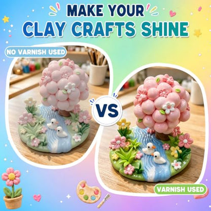 150ML Air Dry Clay Glaze, High Gloss Varnish & Protective Craft Sealer, Helps Prevent Cracking & Scratches for Pottery, Ceramics, Art Painting & DIY Crafts, Non-Toxic