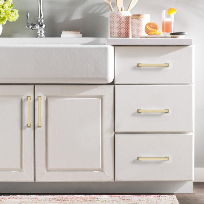 9BUILD 10 Pack 5 Inch Brushed Brass Cabinet Pulls,Kitchen Hardware - color: Brushed Brass, size: 5"/128MM Hole Center